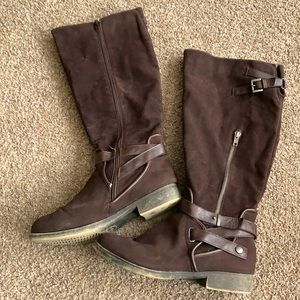 Boots, brown, buckle details